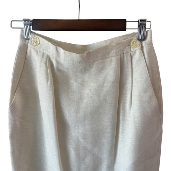 Vintage Christian Dior Elegant Cream Women's Skirt Size 8 With Pockets! - Picture 11 of 14